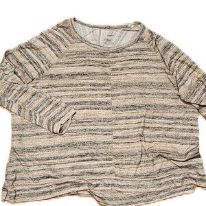 3X Sonoma Women's long-sleeve shirt tan, gray, horizontal stripes